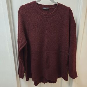 ZARA Oversized Wool-Blend Burgundy Crew Sweater • Medium Cozycore / Street Style